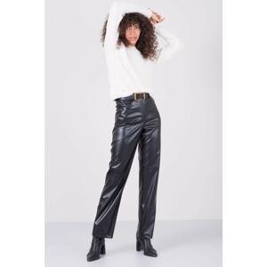 BSL Black high-waisted trousers made of eco-leather