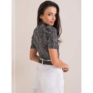 RUE PARIS Black blouse with small patterns