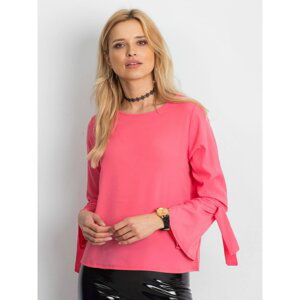 Coral blouse with ties and flared sleeves
