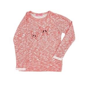A coral sweatshirt for a girl with butterflies