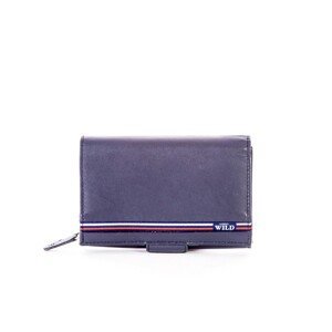 Blue leather wallet with a clasp