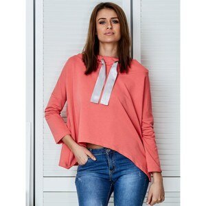 Coral hoodie with a decorative ribbon