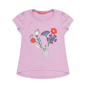 T-shirt for a girl with a colorful purple patch