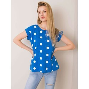 RUE PARIS Blue and white polka dot t-shirt