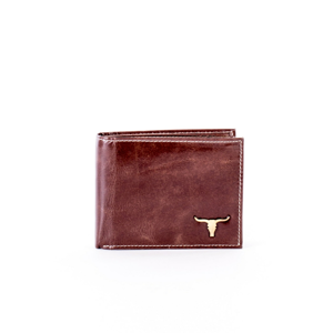 Brown leather men´s wallet with an emblem