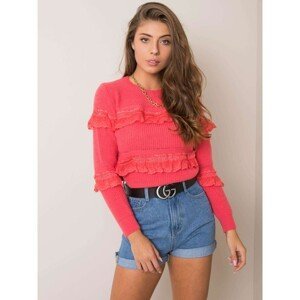 Coral sweater with lace