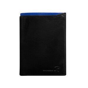 Men's Black Leather Wallet with Blue Module