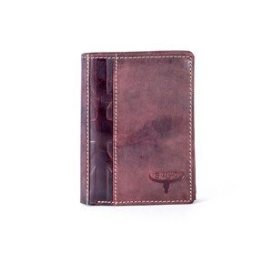 Leather brown wallet with vertical embossing