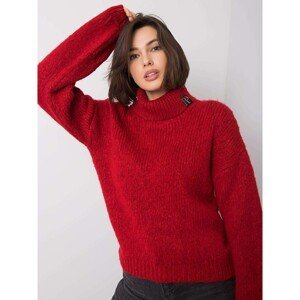RUE PARIS Dark red women´s turtleneck sweater