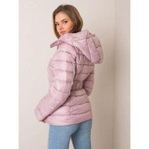 Light pink winter jacket with a belt