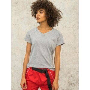 Grey T-shirt FOR FITNESS with V-neck