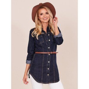 Dark blue denim tunic with belt