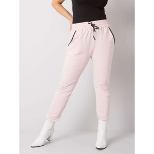 Light pink cotton plus size pants