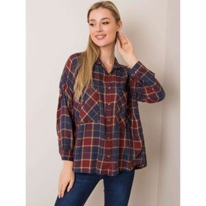 RUE PARIS Shirt in brown and navy blue with a check pattern