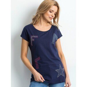 Navy t-shirt with a colorful application