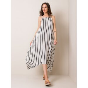 White and beige asymmetrical striped dress