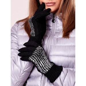 Black gloves with wool and shiny application