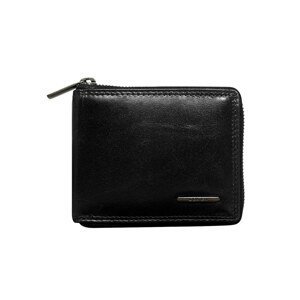 Black leather wallet for a man with a zipper