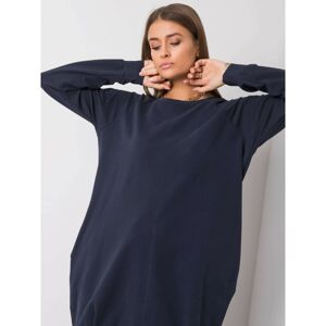 RUE PARIS Navy blue oversized sweatshirt dress