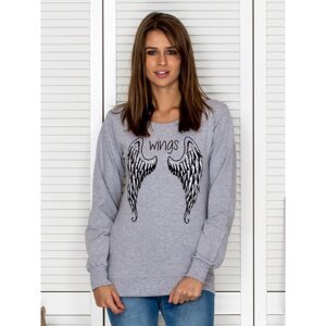 Gray sweatshirt with wings motif