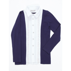 A navy blue blouse for a girl with a collar and frills