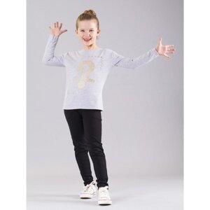 Girls´ gray blouse with a pearl applique