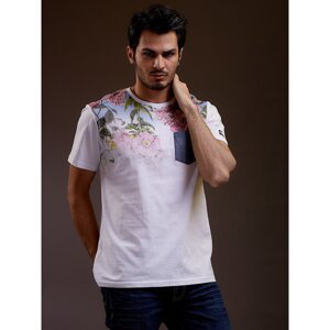 Men´s white t-shirt with flowers