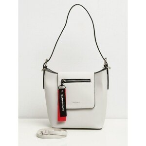 Crossbody bag with flap in light grey