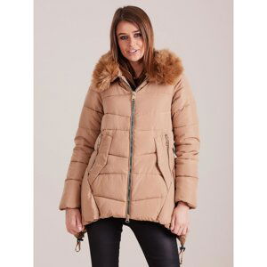 Ladies´ beige quilted winter jacket