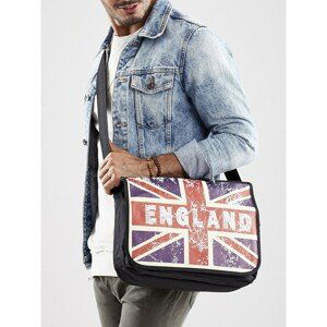 Men´s black fabric shoulder bag with British print