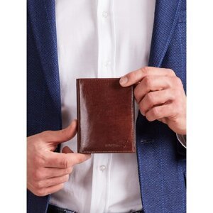 Men´s brown wallet without a clasp made of natural leather