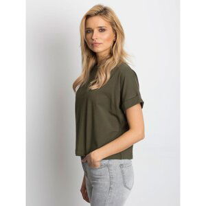 Women´s basic t-shirt in khaki cotton