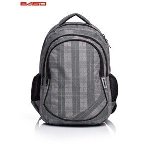 Gray checkered school backpack