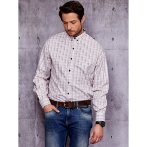 Men´s white and red checkered PLUS SIZE shirt