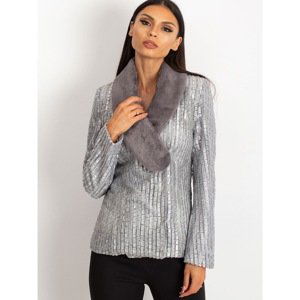 Silver jacket with an application