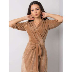 Beige velor dress with belt