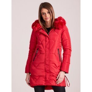 Red women´s quilted winter jacket