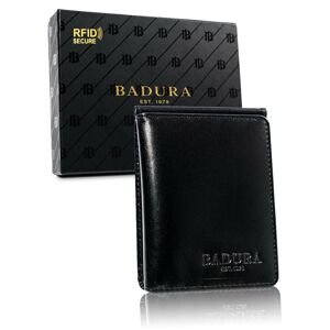 BADURA Small black leather wallet