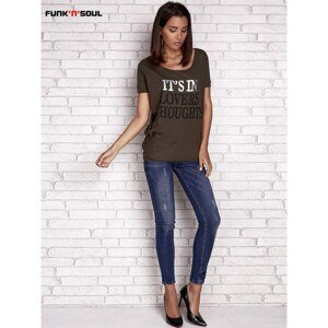Olive t-shirt with IT´S IN LOVERS THOUGHTS Funk n Soul inscription