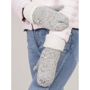 Grey mittens with embroidery