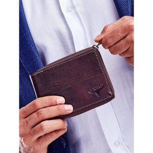 Brown wallet for a man with an embossed logo