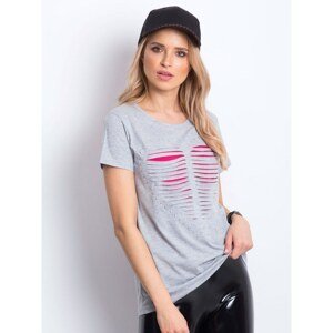 Gray cut-out t-shirt with a heart