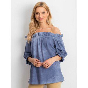 Blue Spanish blouse with ruffles