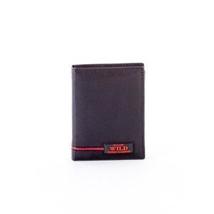 Black wallet for a man with a red emblem