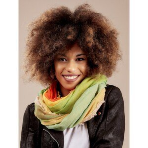 Women´s orange-green scarf in a wide check pattern