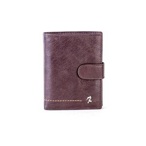 Brown leather wallet with snap closure