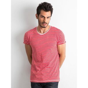 Men´s red t-shirt with ecru stripes