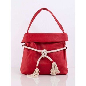 Women's red handbag with tying