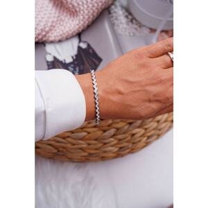 Ladies Stainless Steel Bracelet with Zirconia Silver Crown