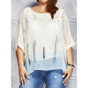 Airy blue with artistic PLUS SIZE print